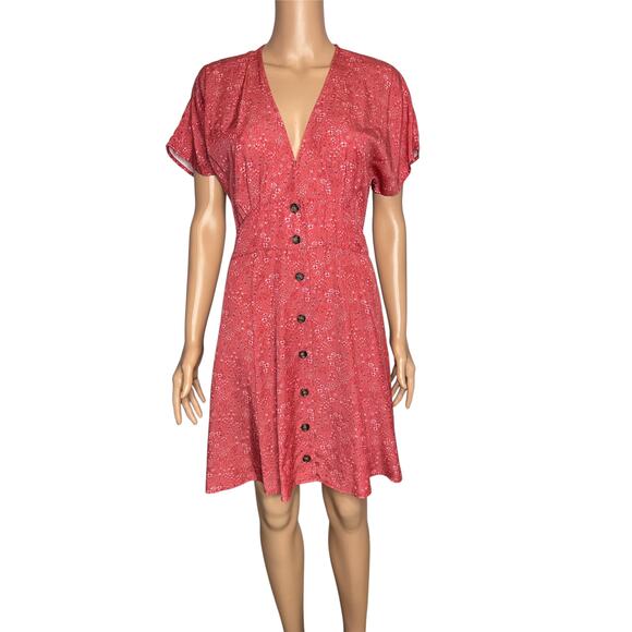 Marine Layer Camila Mini Dress size M Floral V neck Button Front Tencel - Picture 3 of 15